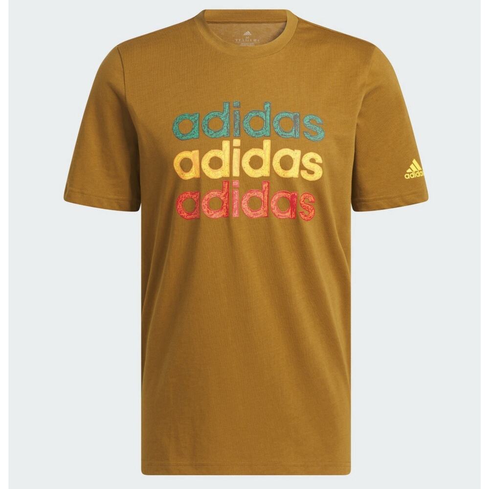 Adidas Men's Multiplicity Badge of Sport T-Shirt Bronze Short Sleeve Size Medium